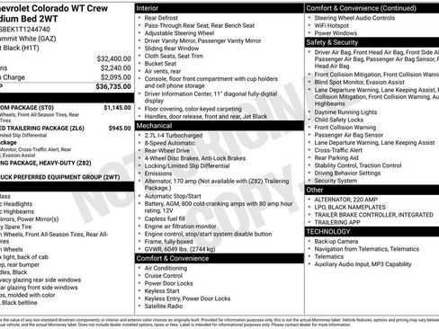 New 2026 Chevrolet Colorado W/T w/ WT Custom Package RWD image 31