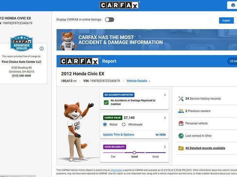 Used 2012 Honda Civic EX image 2