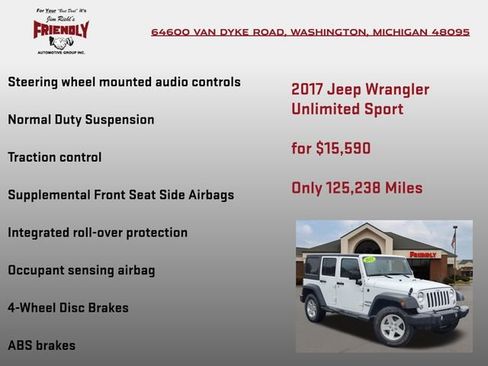 Used 2017 Jeep Wrangler Unlimited Sport w/ Quick Order Package 24S image 20