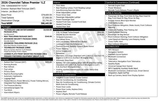 Used 2026 Chevrolet Tahoe Premier AWD/4WD image 51