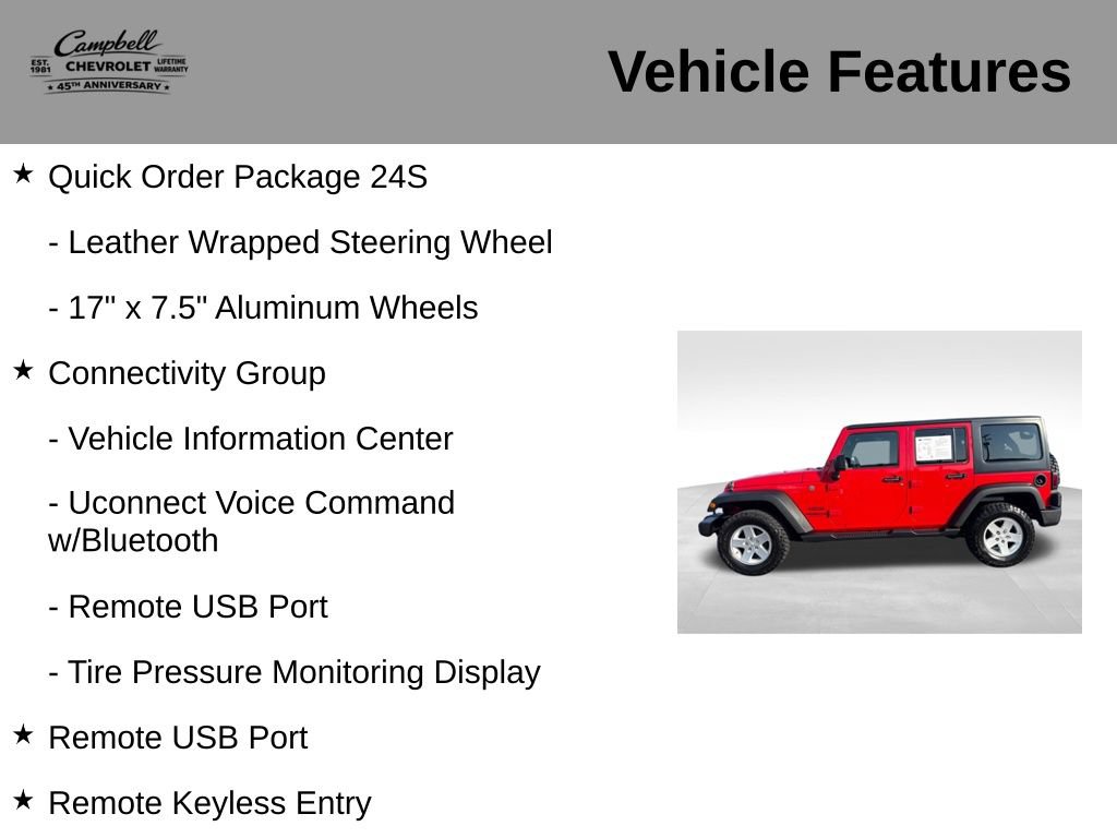Used 2016 Jeep Wrangler Unlimited Sport w/ Quick Order Package 24S AWD/4WD image 10