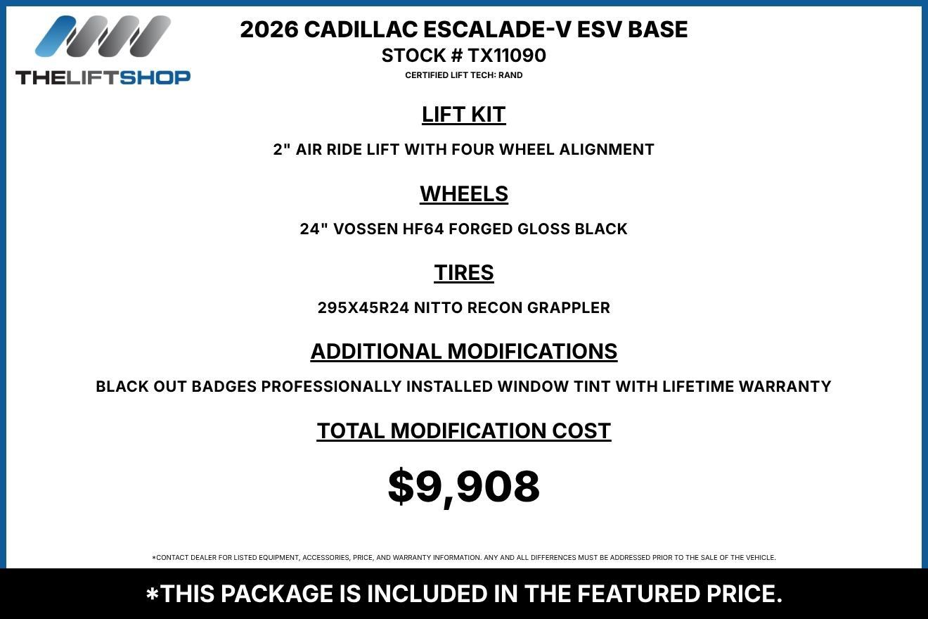 Used 2026 Cadillac Escalade ESV V w/ LPO, ONYX Package AWD/4WD image 2