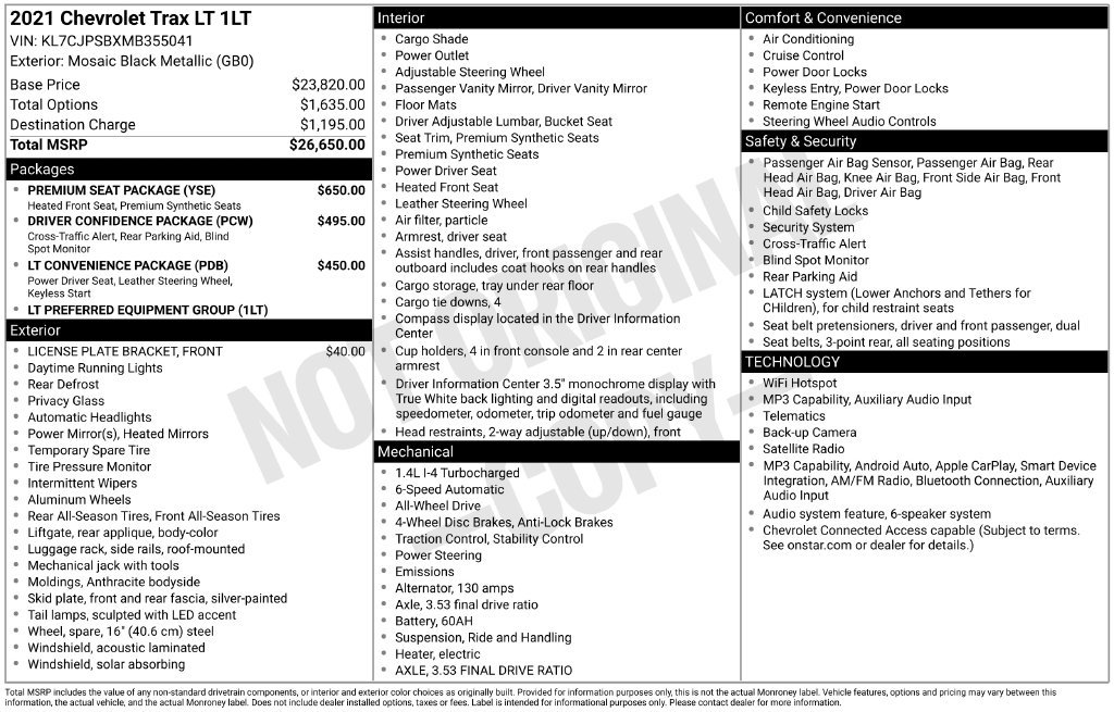 Used 2021 Chevrolet Trax LT w/ Premium Seat Package AWD/4WD image 40