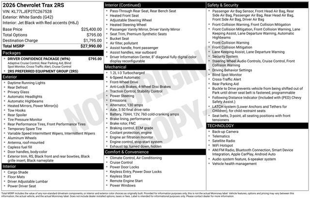 New 2026 Chevrolet Trax RS w/ Driver Confidence Package FWD image 25
