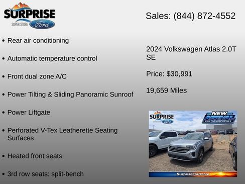 Used 2024 Volkswagen Atlas SE w/ Panoramic Sunroof Package FWD image 12