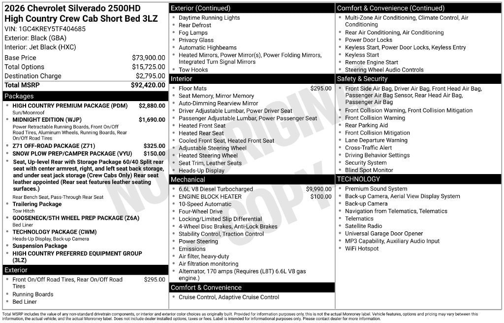 New 2026 Chevrolet Silverado 2500 High Country w/ High Country Premium Package AWD/4WD image 4