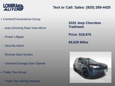 Used 2020 Jeep Cherokee Trailhawk w/ Comfort & Convenience Group AWD/4WD image 14