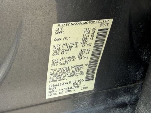 Used 2019 Nissan Titan SV w/ SV Convenience Package AWD/4WD image 32
