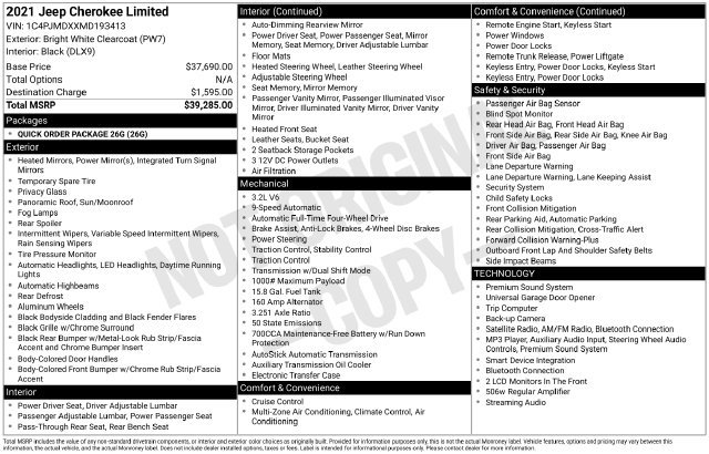Used 2021 Jeep Cherokee Limited AWD/4WD image 6