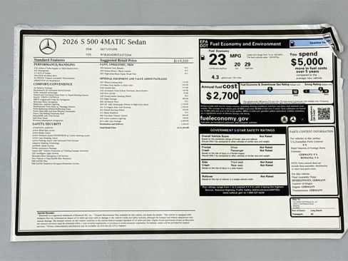 New 2026 Mercedes-Benz S 500 4MATIC image 9