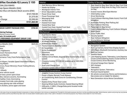 Certified 2025 Cadillac Escalade IQ Luxury 2 w/ LPO, Premium Carpet Package AWD/4WD image 4