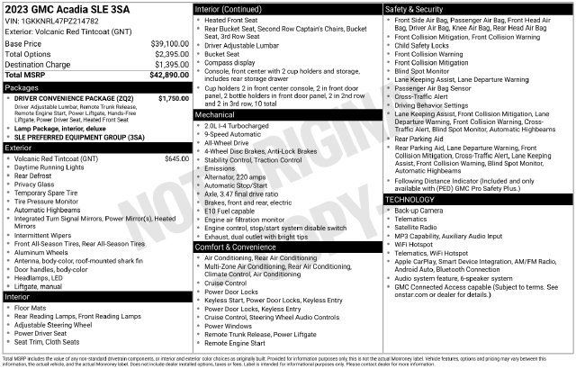 Used 2023 GMC Acadia SLE w/ Driver Convenience Package AWD/4WD image 24