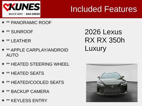Used 2026 Lexus RX 350 w/ Convenience Package AWD/4WD image 2