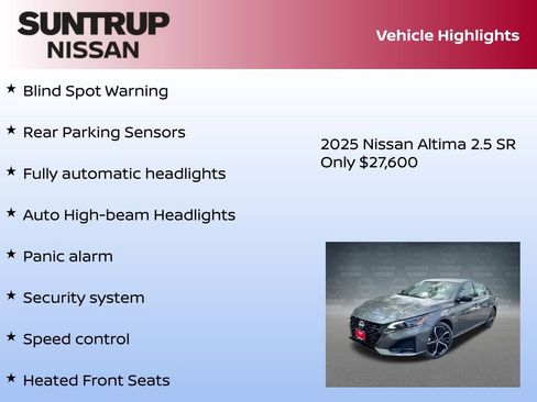 New 2025 Nissan Altima 2.5 SR w/ SR Premium Package image 30