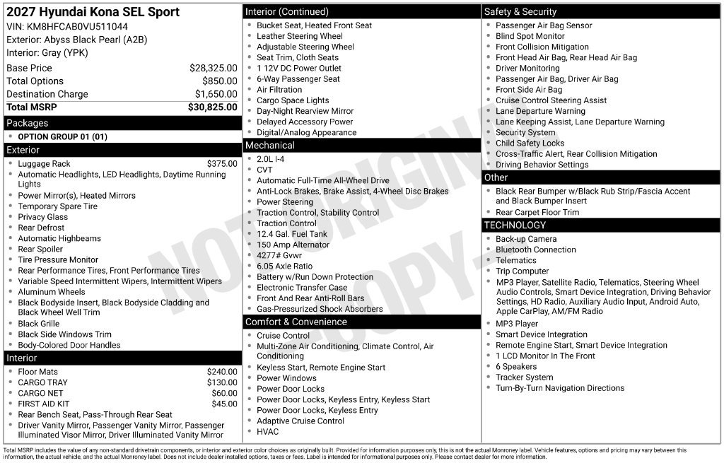 New 2027 Hyundai Kona SEL Sport AWD/4WD image 13