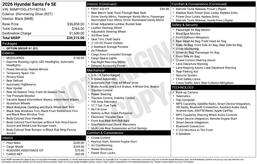 Certified 2026 Hyundai Santa Fe SE AWD/4WD image 31