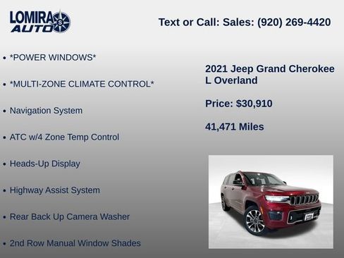 Used 2021 Jeep Grand Cherokee L Overland w/ Advanced Protech Group III AWD/4WD image 27