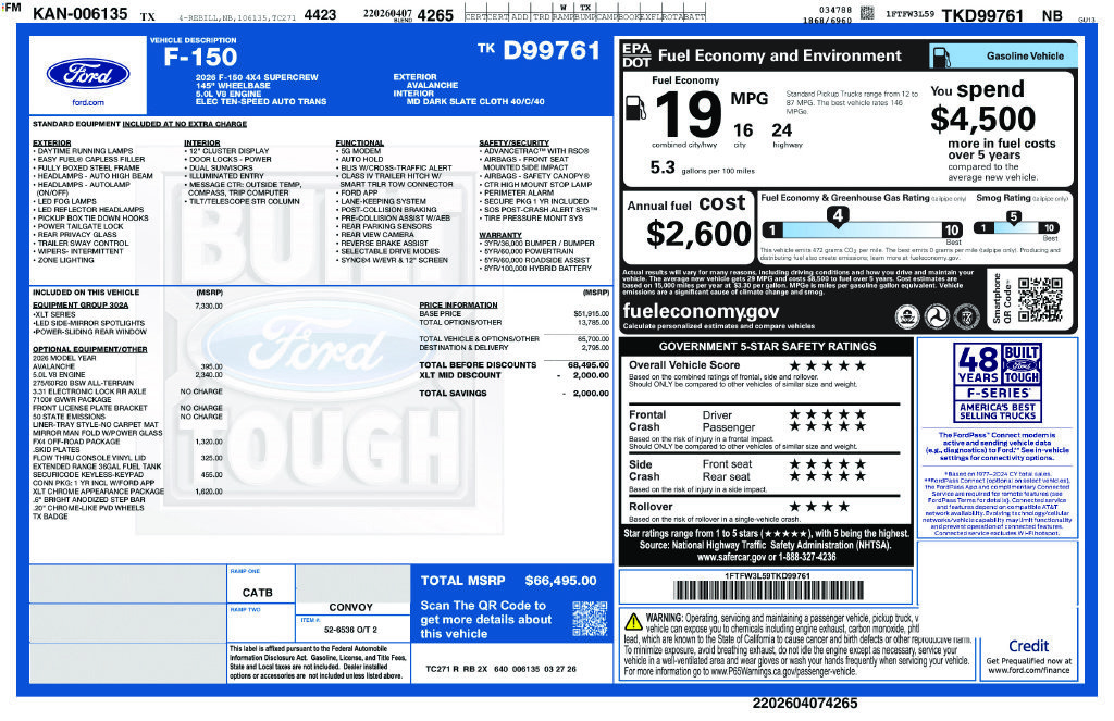 New 2026 Ford F150 XLT w/ Equipment Group 302A MID AWD/4WD image 4