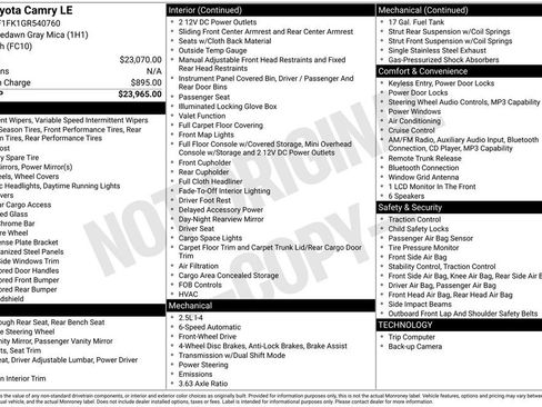 Used 2016 Toyota Camry LE image 6