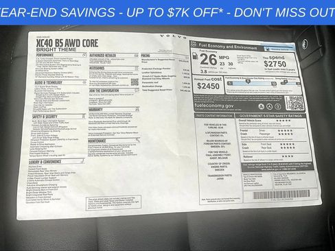 Used 2025 Volvo XC40 B5 Core w/ Protection Package Premier image 31