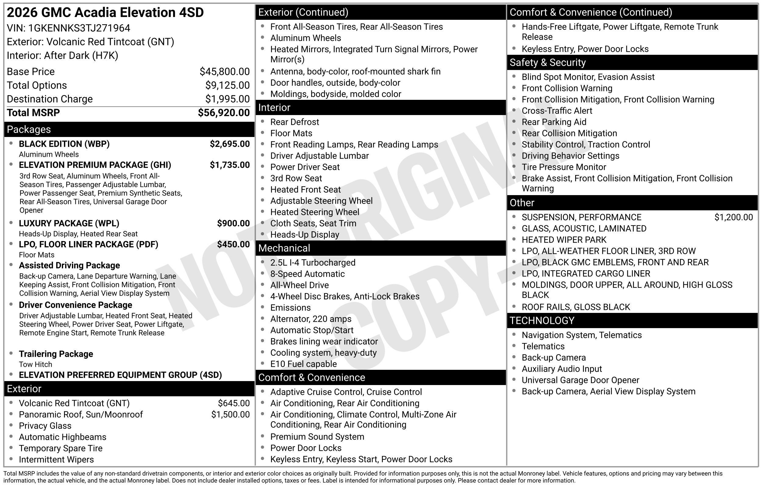 New 2026 GMC Acadia Elevation w/ Black Edition AWD/4WD image 45