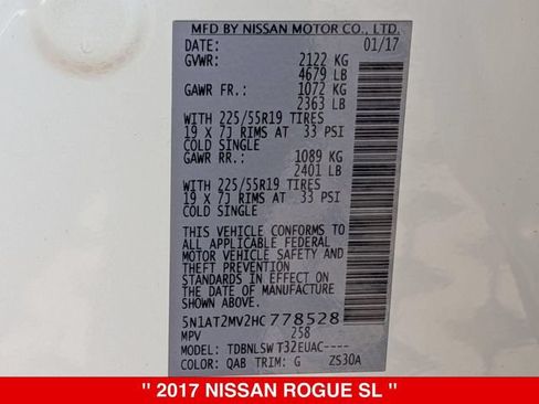 Used 2017 Nissan Rogue SL w/ SL Premium Package AWD/4WD image 42