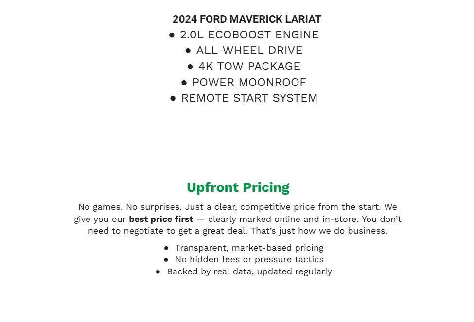 Certified 2024 Ford Maverick Lariat w/ 4K Tow Package AWD/4WD image 2
