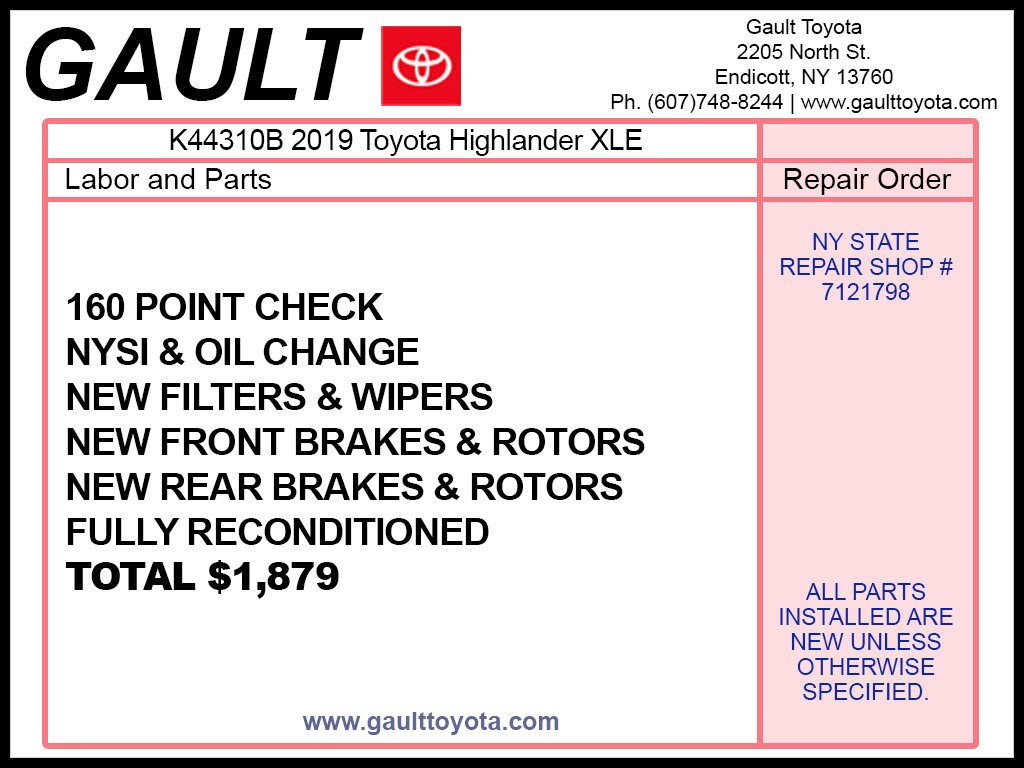 Used 2019 Toyota Highlander XLE AWD/4WD image 2