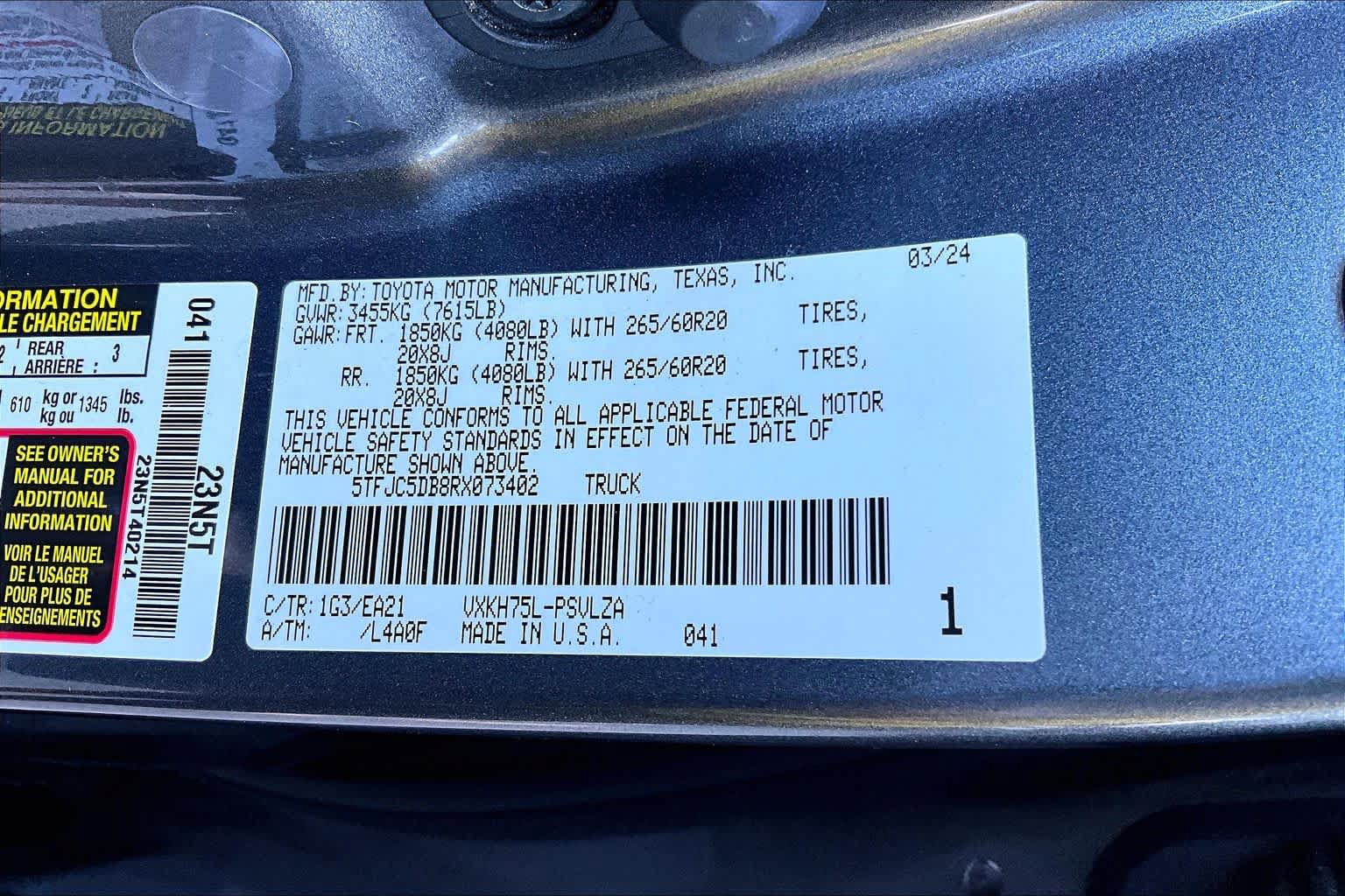Used 2024 Toyota Tundra Limited AWD/4WD image 65