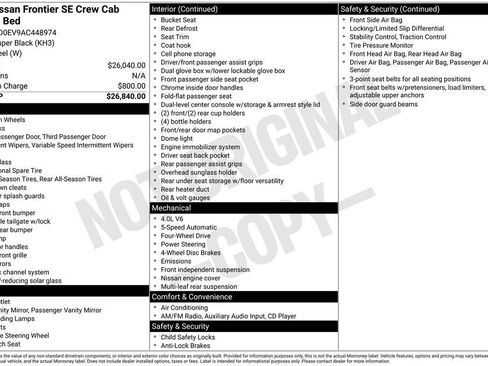 Used 2010 Nissan Frontier SE image 1