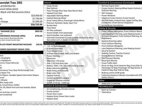 Used 2024 Chevrolet Trax RS w/ Sunroof Package FWD image 7