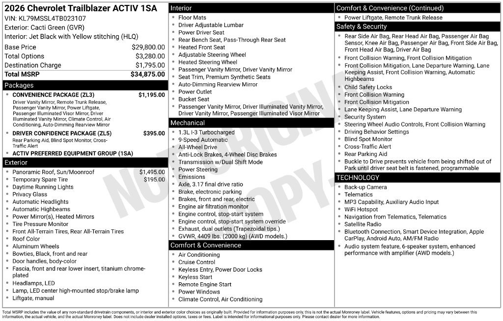 Used 2026 Chevrolet TrailBlazer ACTIV w/ Convenience Package AWD/4WD image 43