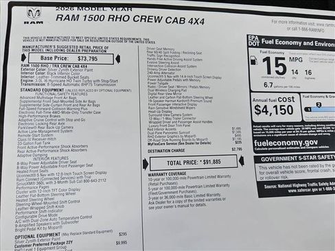New 2026 RAM 1500 RHO w/ RHO Level 1 Equipment Group AWD/4WD image 18