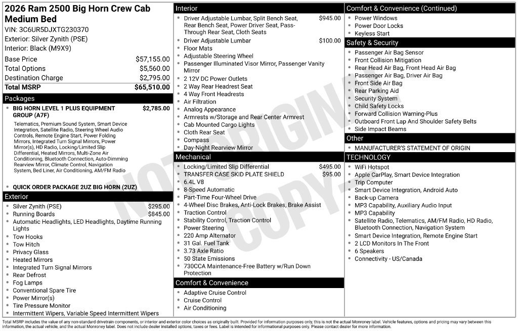 Certified 2026 RAM 2500 Big Horn AWD/4WD image 8