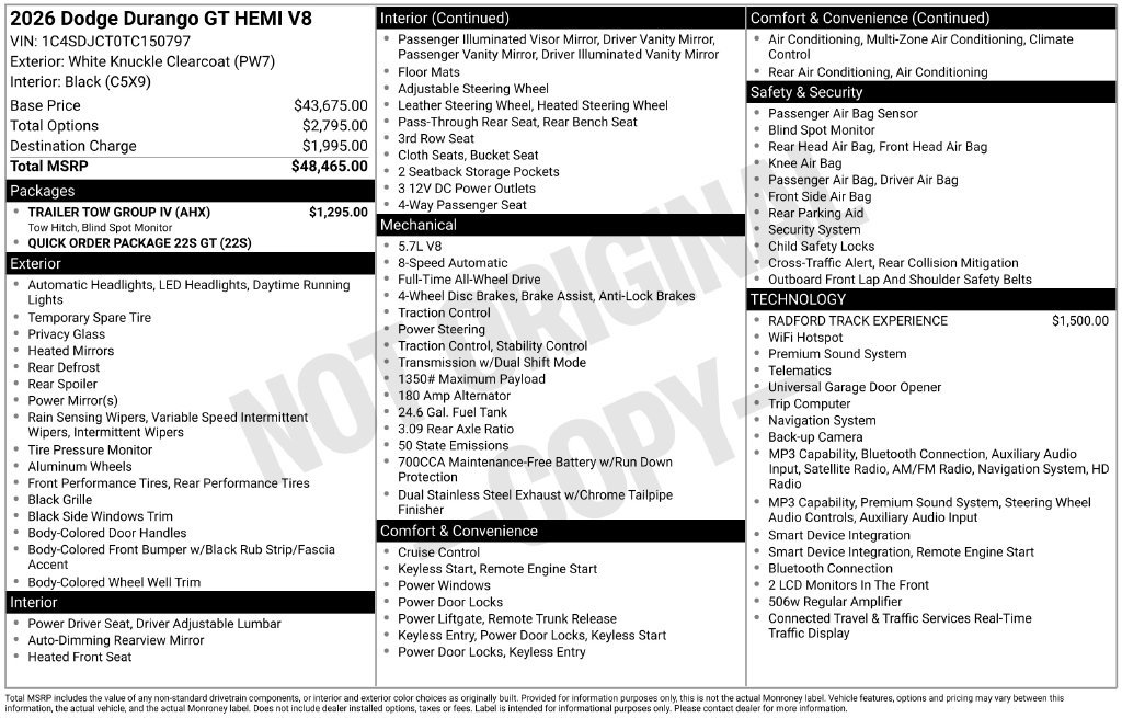 Used 2026 Dodge Durango GT w/ Trailer Tow Group IV AWD/4WD image 23