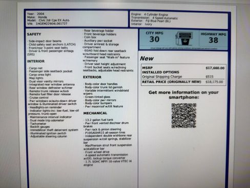 Used 2004 Honda Civic EX image 16