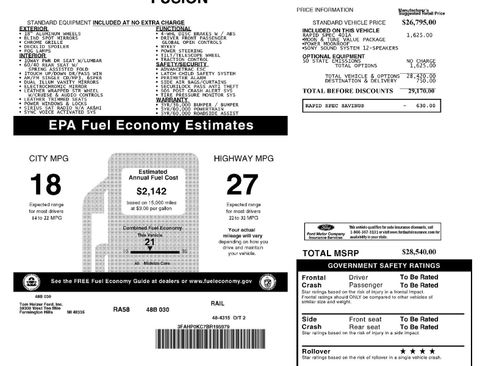 Used 2011 Ford Fusion Sport w/ 401A Rapid Spec Order Code image 6