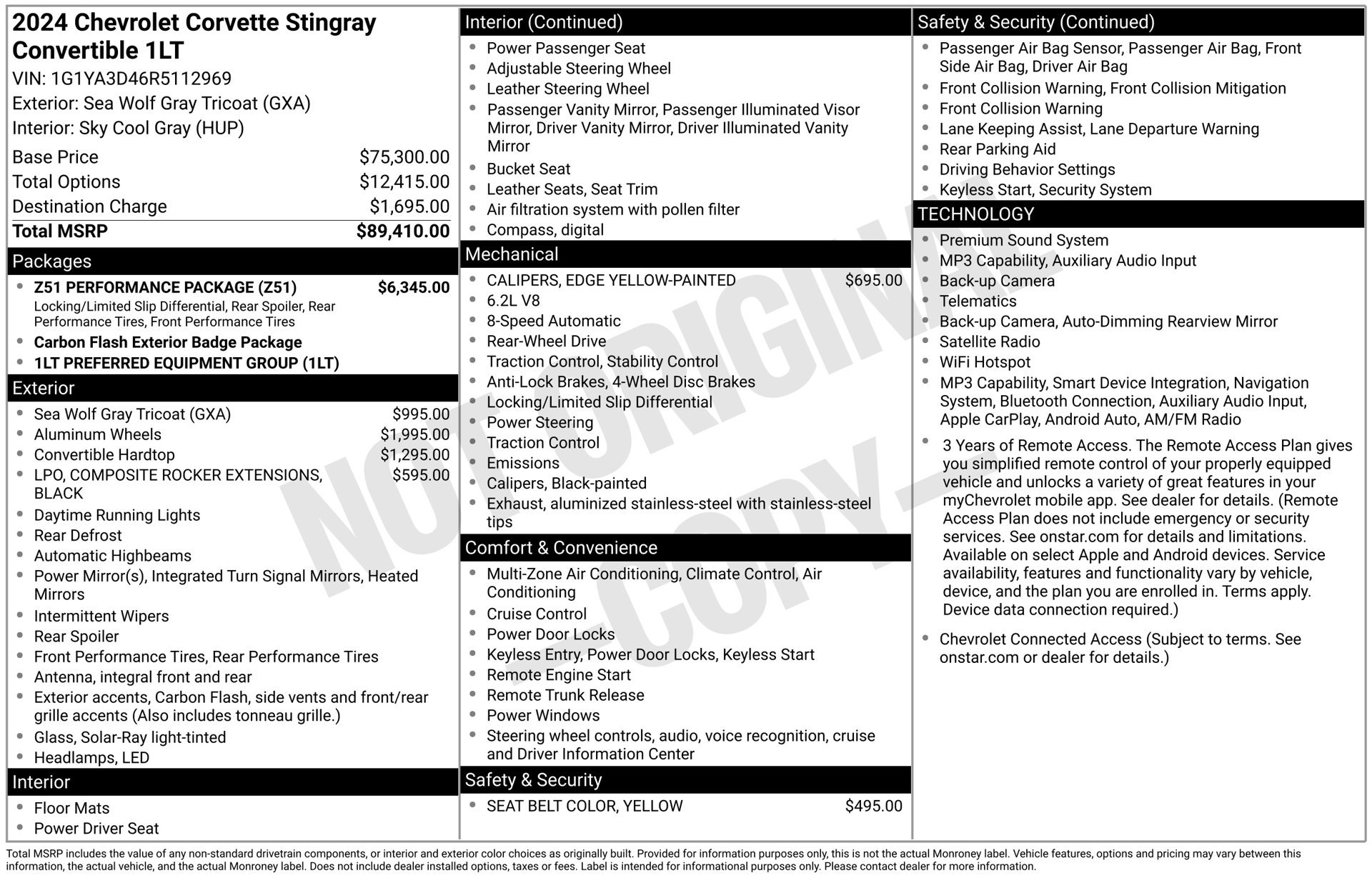 Used 2024 Chevrolet Corvette Stingray Convertible w/ Z51 Performance Package RWD image 33