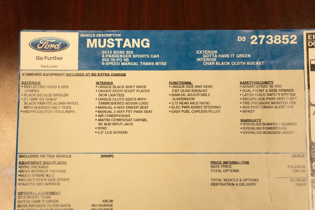 Used 2013 Ford Mustang Boss 302 w/ Boss 302 Accessory Pkg RWD image 7