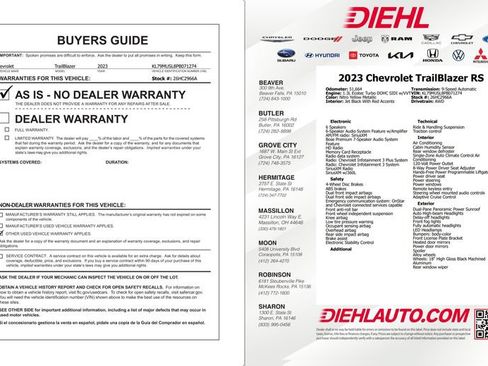 Used 2023 Chevrolet TrailBlazer RS w/ Sun and Liftgate Package AWD/4WD image 41