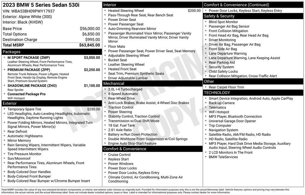 Used 2023 BMW 530i w/ M Sport Package RWD image 17