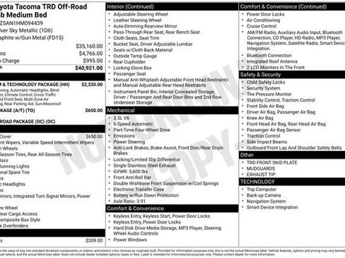 Used 2017 Toyota Tacoma TRD Off-Road w/ Premium & Technology Package image 35