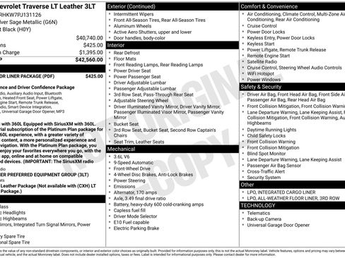 Used 2023 Chevrolet Traverse LT w/ LPO, Floor Liner Package FWD image 41