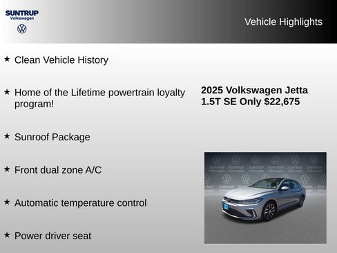 Used 2025 Volkswagen Jetta SE w/ Sunroof Package FWD image 8