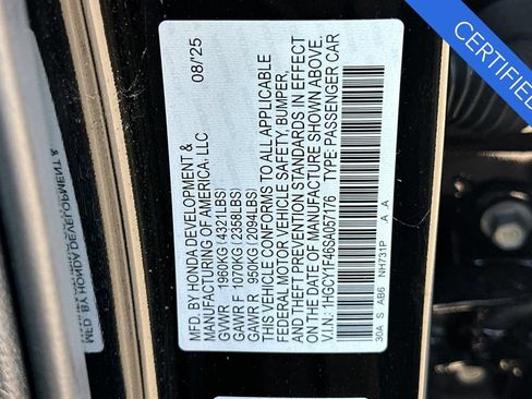 Certified 2025 Honda Accord SE image 32