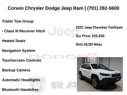 Certified 2022 Jeep Cherokee Trailhawk w/ Sound & Nav Group image 34