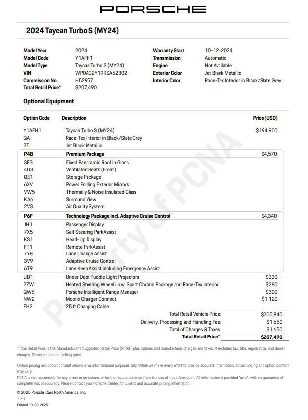 Certified 2024 Porsche Taycan Turbo S AWD/4WD image 6