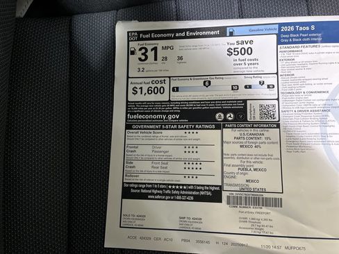 New 2026 Volkswagen Taos S image 40