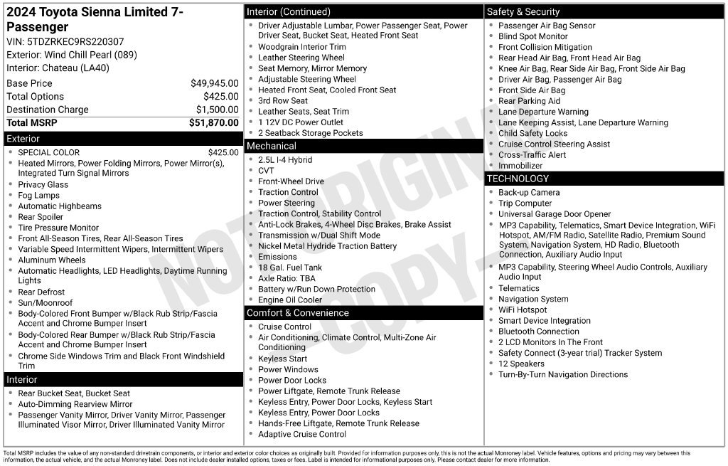 Used 2024 Toyota Sienna Limited FWD image 2