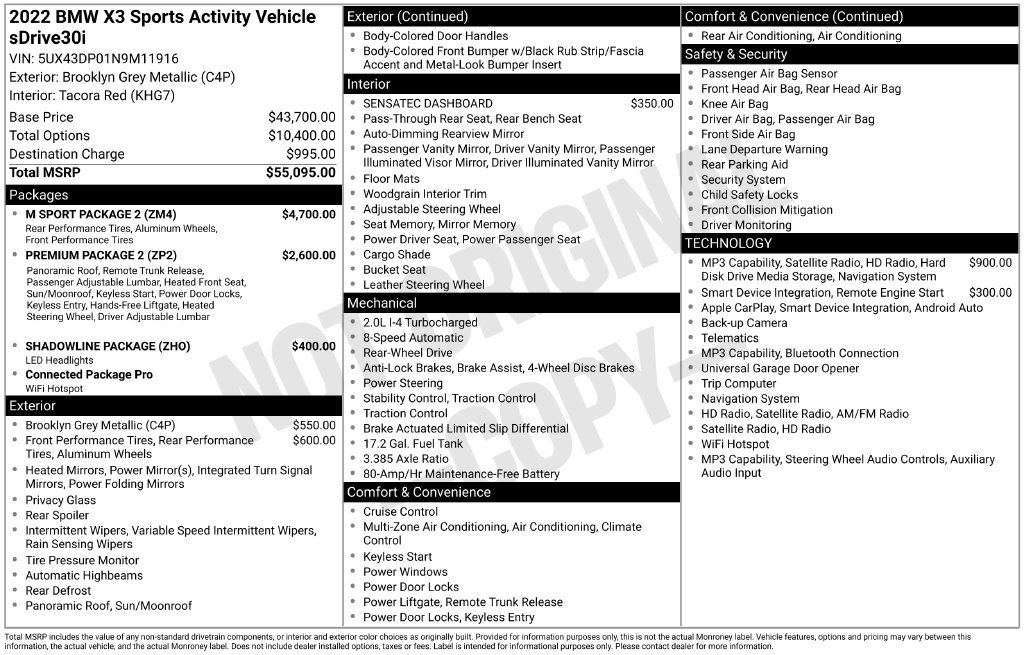 Used 2022 BMW X3 sDrive30i w/ M Sport Package 2 RWD image 12